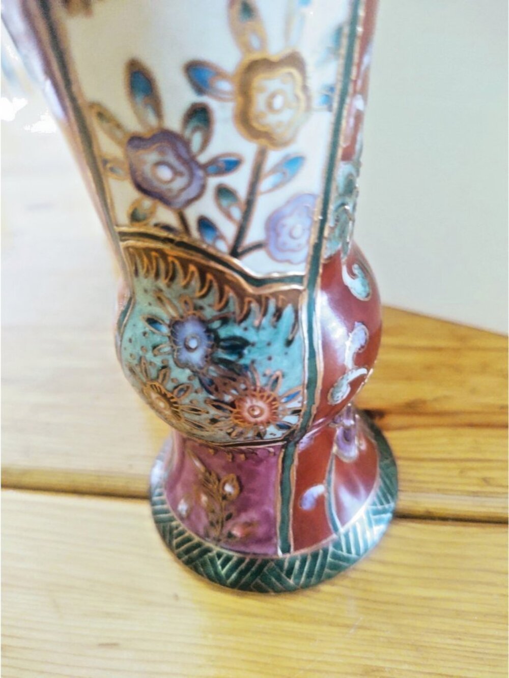 Vintage Maruni Japan hand Painted Floral Vase 6 1/4" Gold Gilded - Picture 14 of 15
